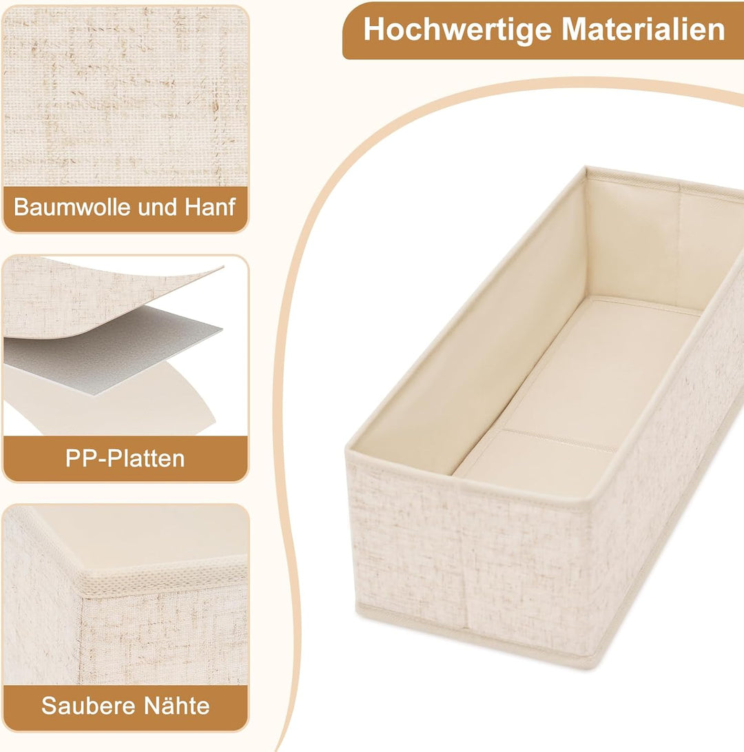 Schubladen Organizer für HEMNES 160 cm Kommode – 4er Set Aus Polyester und Leinen, Waschbar, Beige –