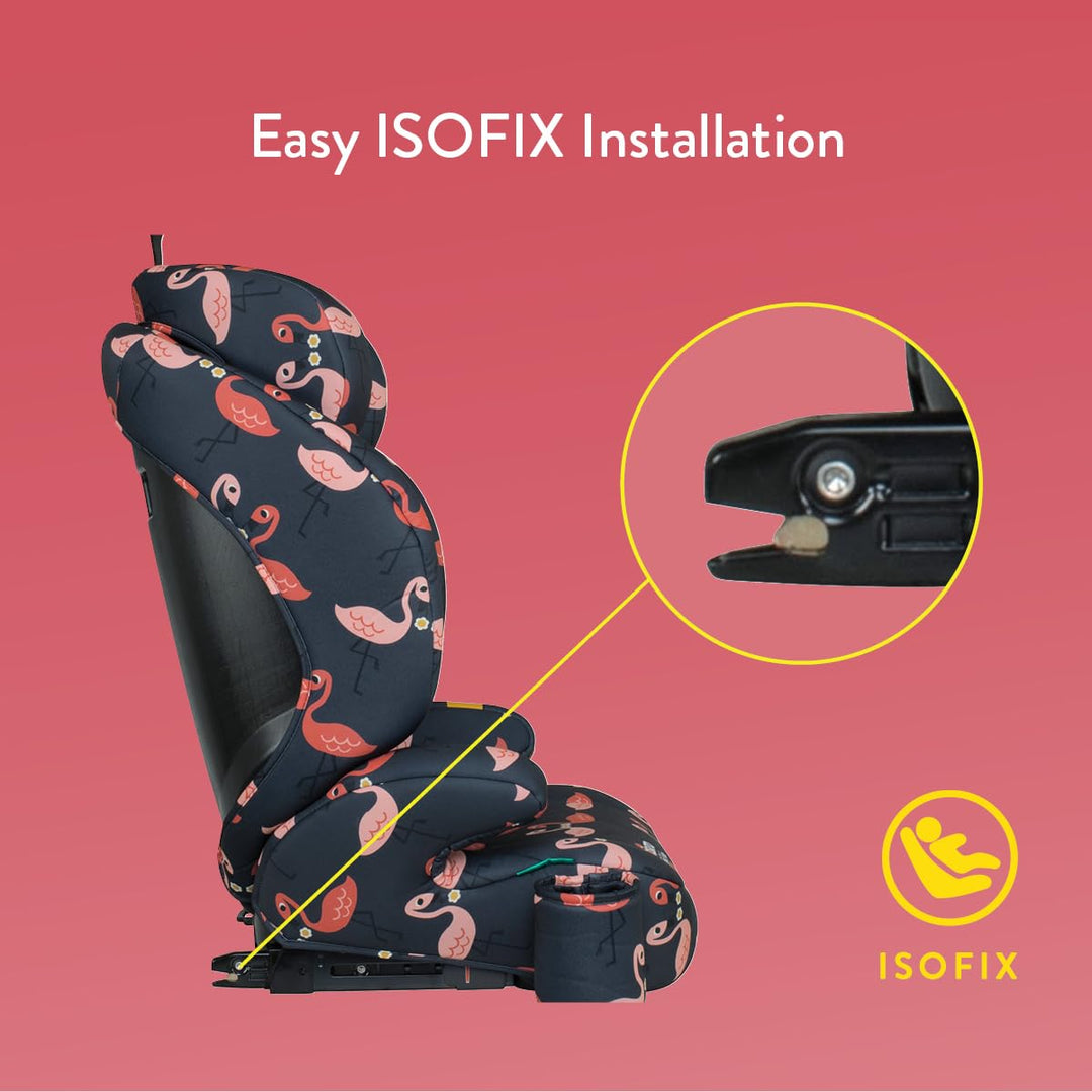 Cosatto Ninja 2 i-Size Hochlehnen-Sitzerhöhung 100-150cm (Pretty Flamingo) | ISOFIX oder Fahrzeuggur