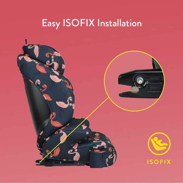 Cosatto Ninja 2 i-Size Hochlehnen-Sitzerhöhung 100-150cm (Pretty Flamingo) | ISOFIX oder Fahrzeuggur