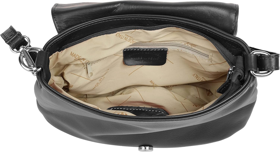 Samantha Look Umhängetasche echt Leder Damen | Made in Italy | handliche Crossbody Bag | kompakte Sc