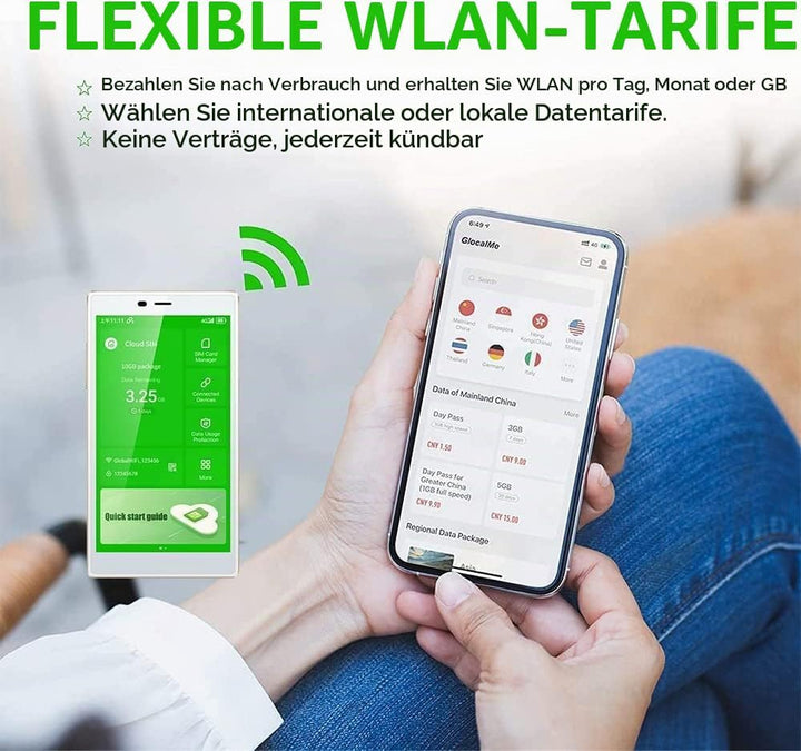 GlocalMe G4Pro 4G LTE Mobiler WLAN Router 2.4GHz/5G Hz, Mit 1GB globalen 16GB EU+US Daten, Keine SIM