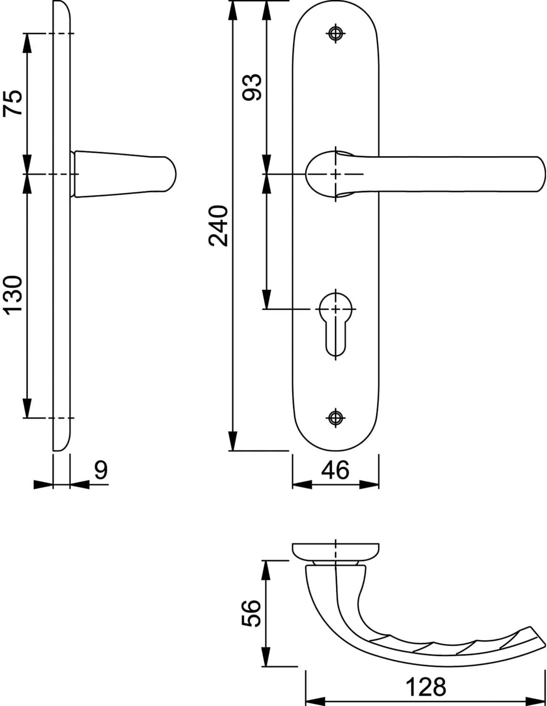 HOPPE 2947425 Drückergarnitur Tokyo-auf Langschild Profilzylinder Entfernung 88mm, für Türstärke 37-