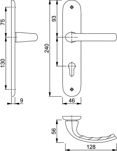 HOPPE 2947425 Drückergarnitur Tokyo-auf Langschild Profilzylinder Entfernung 88mm, für Türstärke 37-