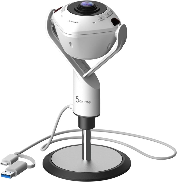 j5create JVU368-N Webcam 360° pilotée par IA Avec Haut-parleur