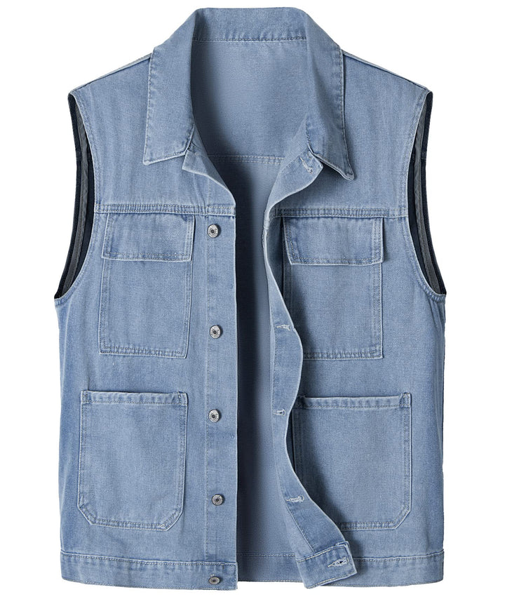 Btmpmcs Herren Ärmellose Denim Weste Classics Fashion Jeans-Weste Outdoor Freizeit Jacke Bikerweste