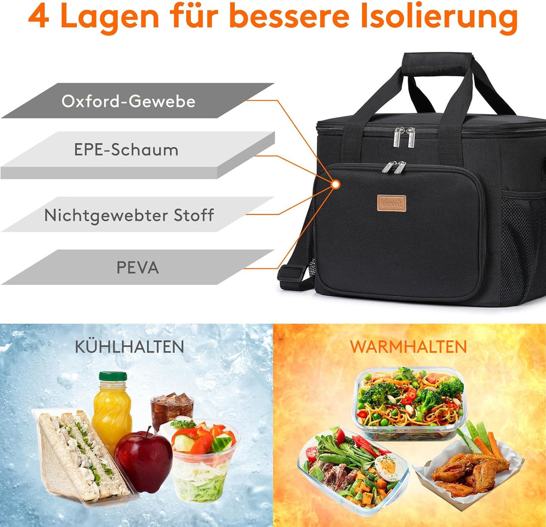 Lifewit Kühltasche Picknicktasche Lunchtasche Mittagessen Tasche Thermotasche Kühltasche Isoliertasc