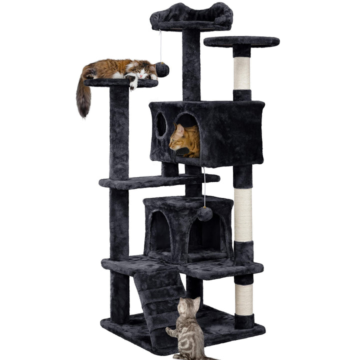 Yaheetech Kratzbaum Kletterbaum 139 cm hoch Katzenkratzbaum, Stabiler Katzenbaum mit 3 Plattformen,