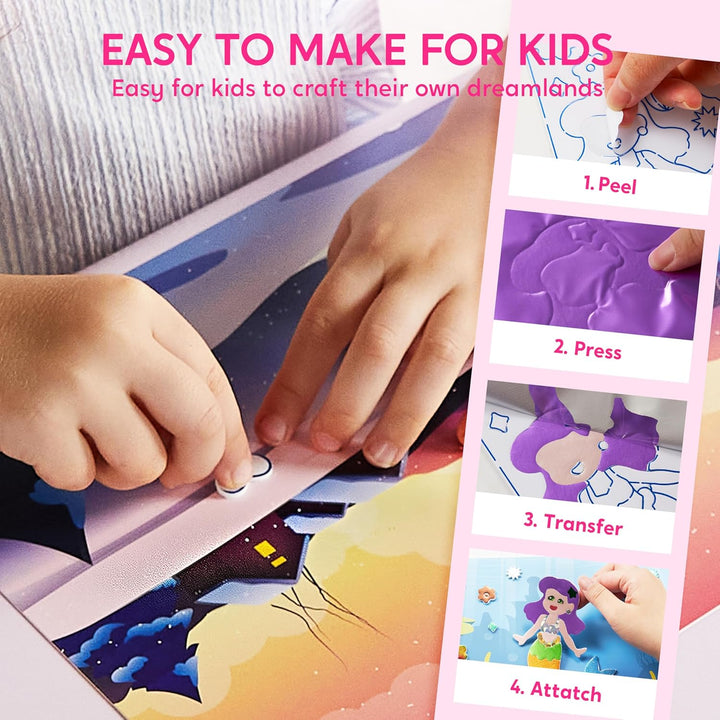 Klever Kits Prinzessinnen-Folienkunst-Set für Kinder – Bastelbedarf, sauberes Malen, Folien-Schaumst