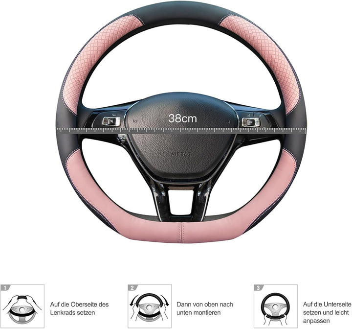 Ergocar Sport D-Form Auto Lenkradbezug Rutschfester Auto Lenkradschutz D-Typ Atmungsaktiv Mikrofaser