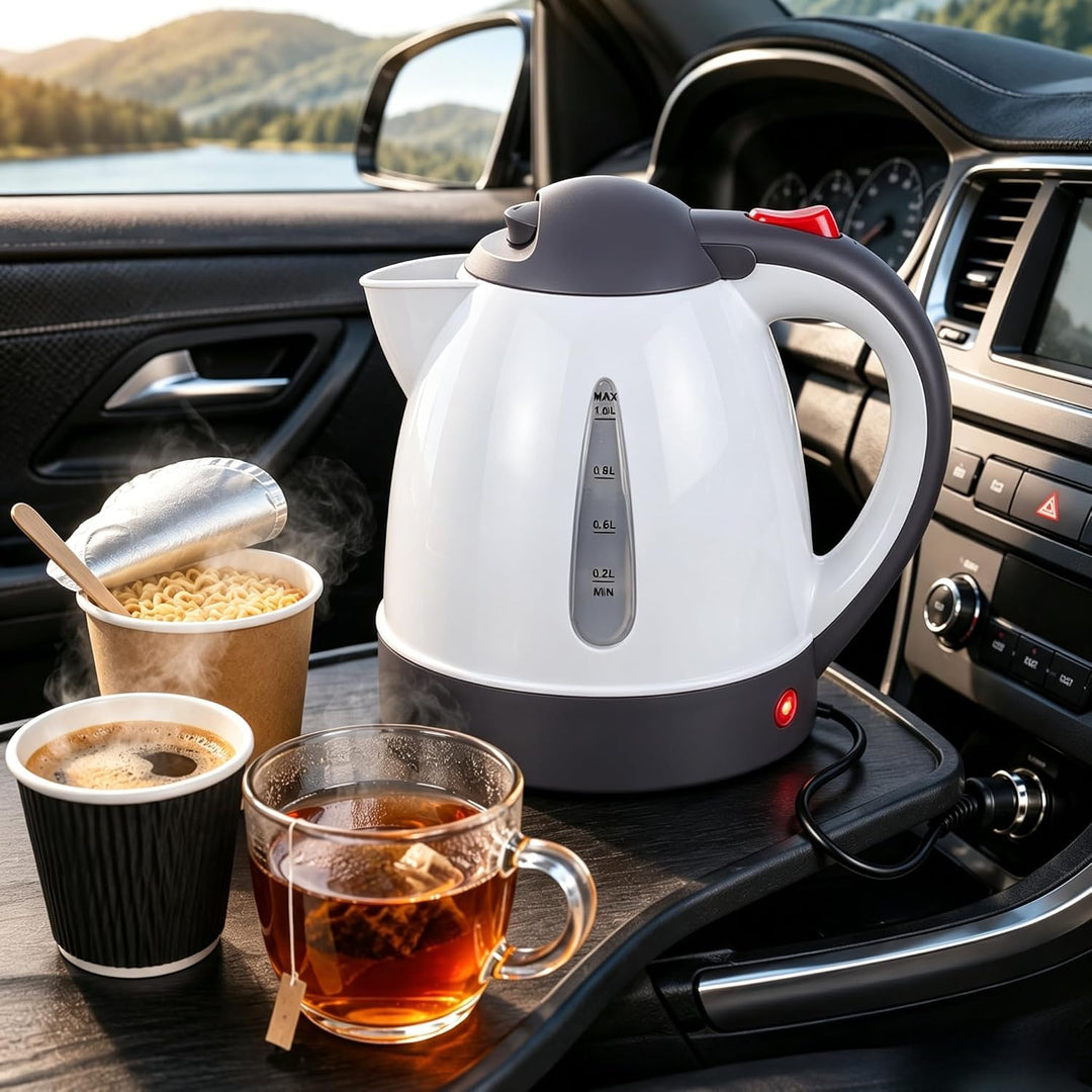 Auto Wasserkocher 1L Tragbare Reisekocher für Auto Reisen Camping mit automatischer Abschaltung (12V