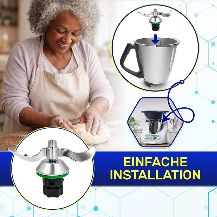 MONTERAL Teigmesser für Thermomix TM6 TM5 mit Dichtungsring - Messer für Vorwerk Küchenmaschine ist