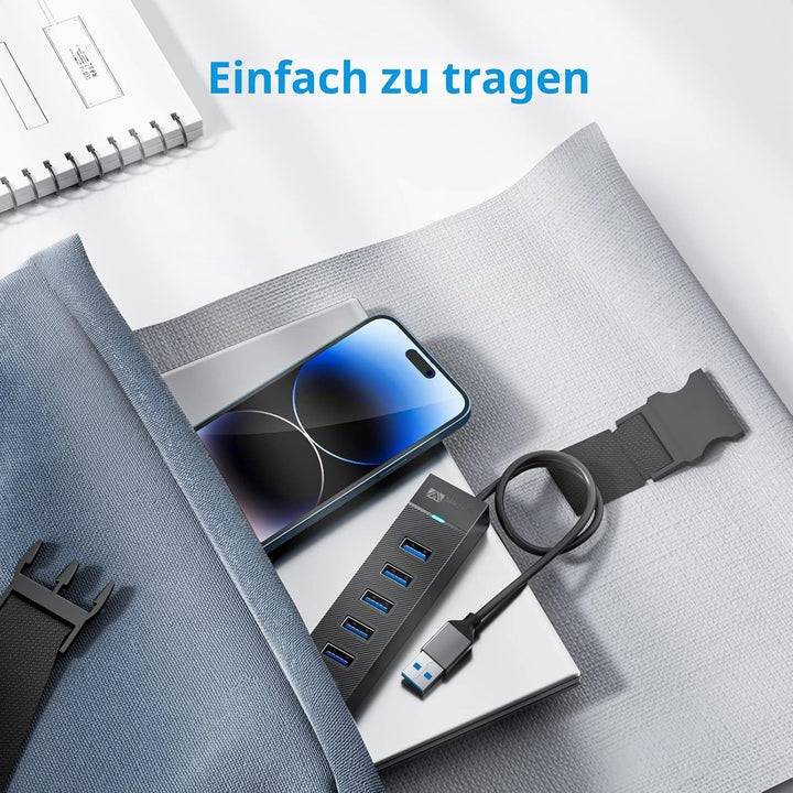 Sanzang USB-Hub, USB-3.0-Hub, USB-Splitter für Laptop, Flash-Laufwerk, HDD, Konsole, Drucker, Kamera