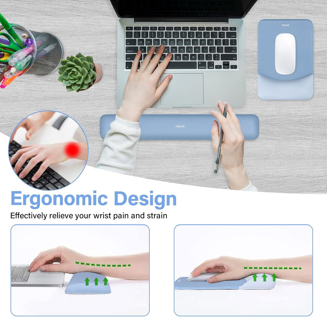 MOSISO Handballenauflage für Mauspad & Tastatur Set – Rechteckig Ergonomisches Mauspad & Handauflage