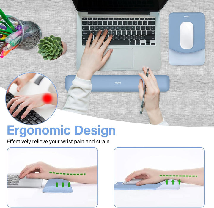 MOSISO Handballenauflage für Mauspad & Tastatur Set – Rechteckig Ergonomisches Mauspad & Handauflage