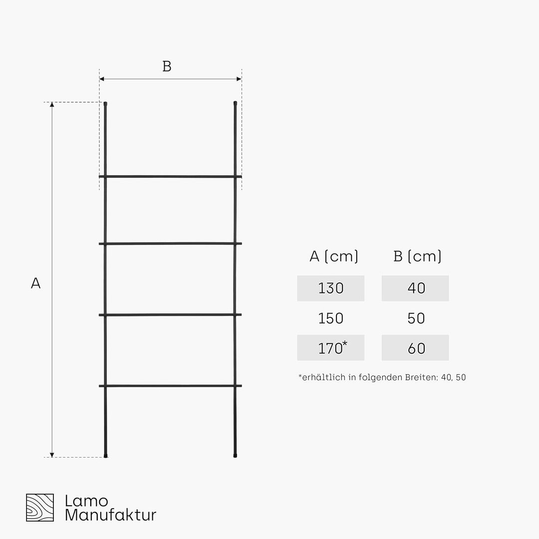 LAMO Manufaktur Handtuchleiter Handtuchhalter Zeitschriftenhalter Loft, 130x60 cm, Schwarz, LLS-130-