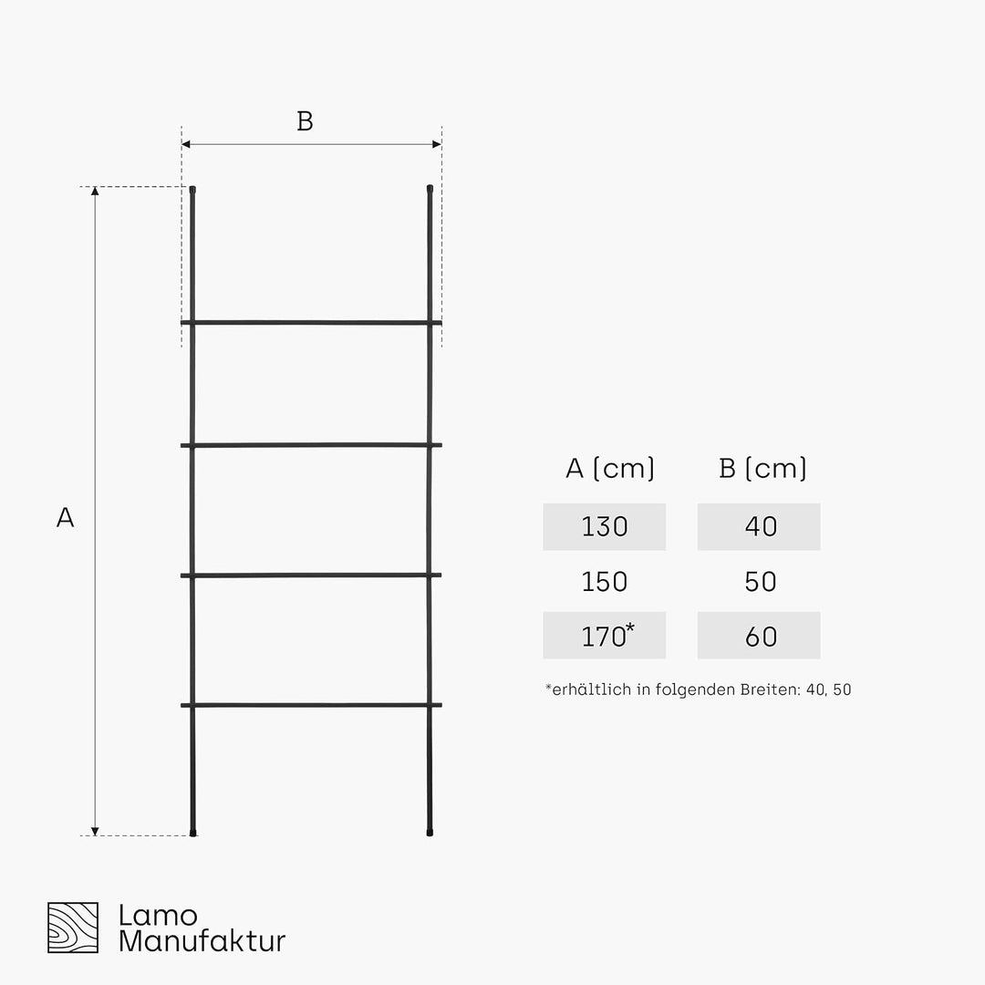 LAMO Manufaktur Handtuchleiter Handtuchhalter Zeitschriftenhalter Loft, 130x60 cm, Rohstahl mit Klar