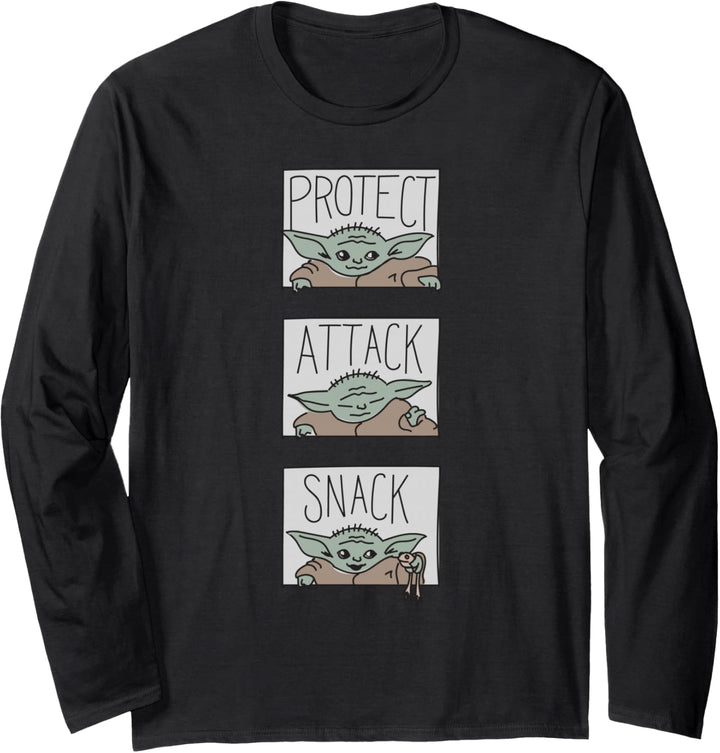 Star Wars The Mandalorian The Child Protect Attack Snack Langarmshirt