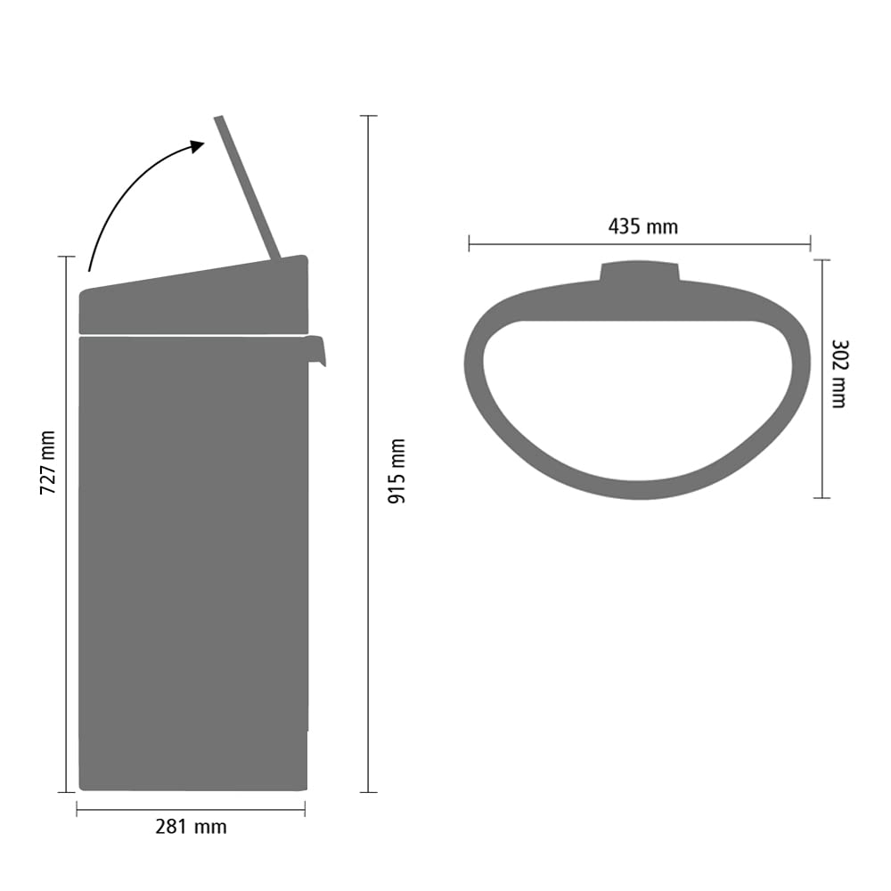 Brabantia - Touch Bin 40L - Grosser Mülleimer für die Küche - Soft-Touch-Öffnung - Entnehmbarer Inne
