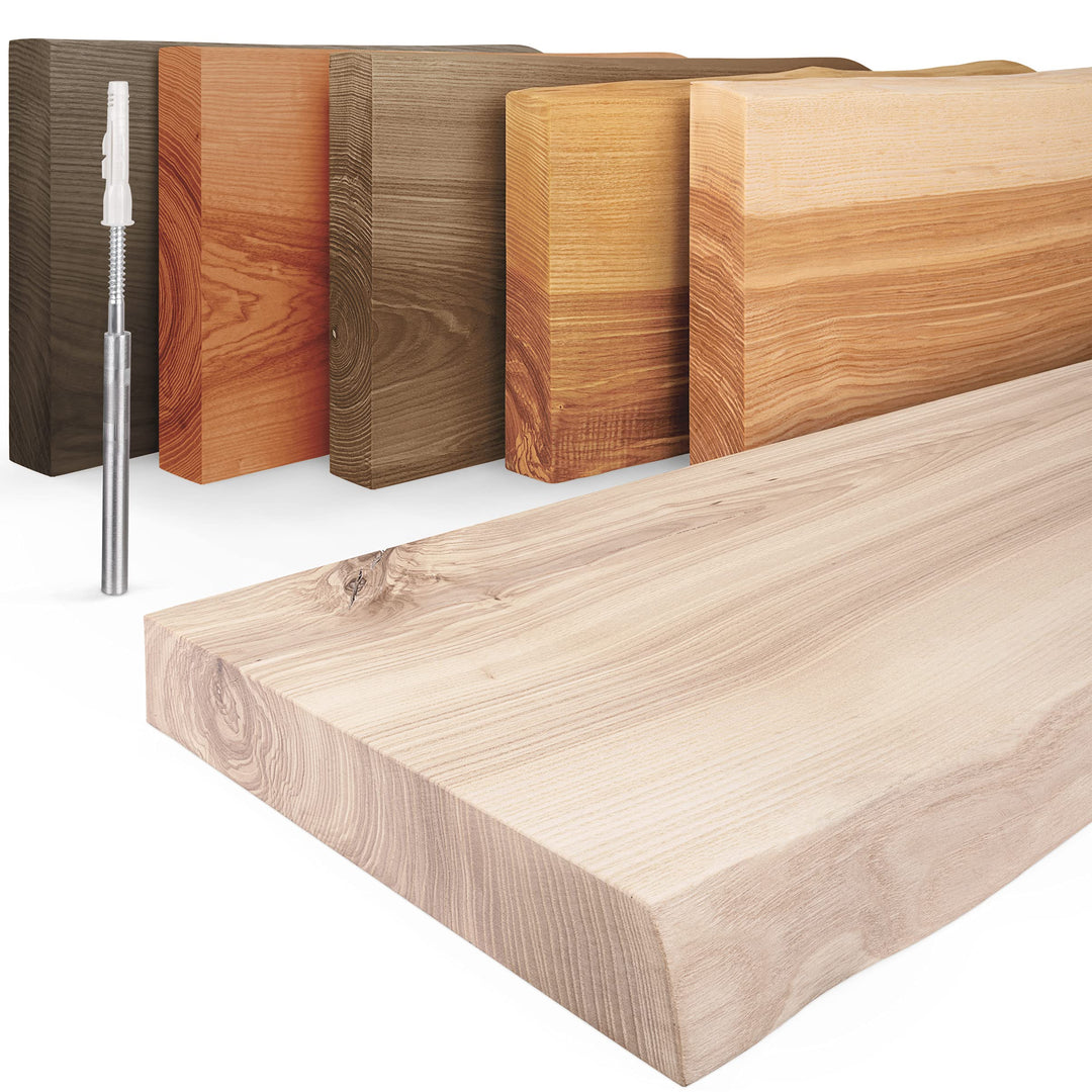 LAMO Manufaktur Schweberegal Holz mit unsichtbarer Befestigung | Wandregal 140 cm breit für Wohnzimm