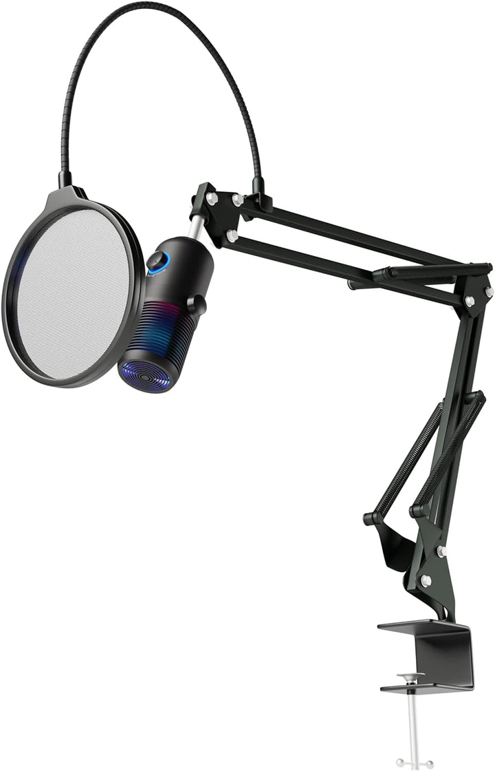 Oversteel - Elinvar USB-Gaming-Mikrofon, Nieren- und Kugelcharakteristik mit Arm und Ständer, RGB-Be