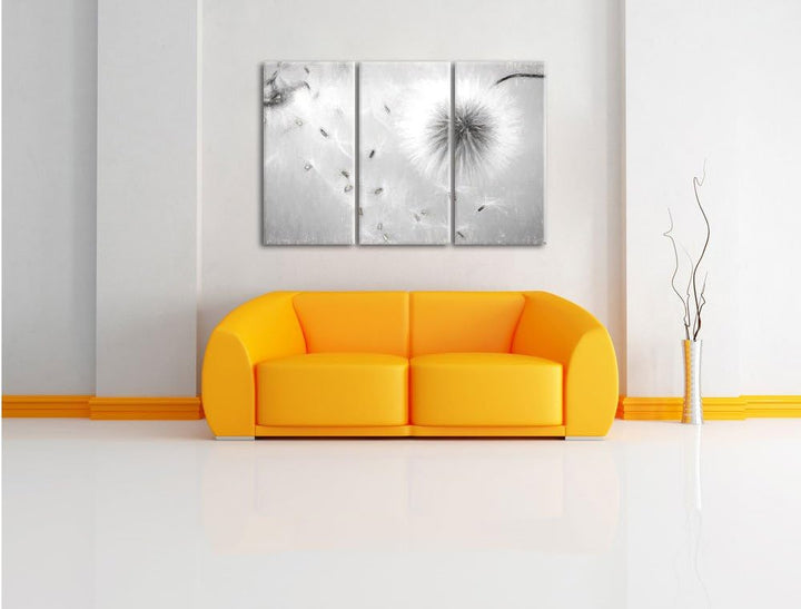 Pixxprint Pusteblumen in Bewegung Kunst als Leinwandbild/Grösse: 3 Teilig (120x80) / Wandbild/Kunstd