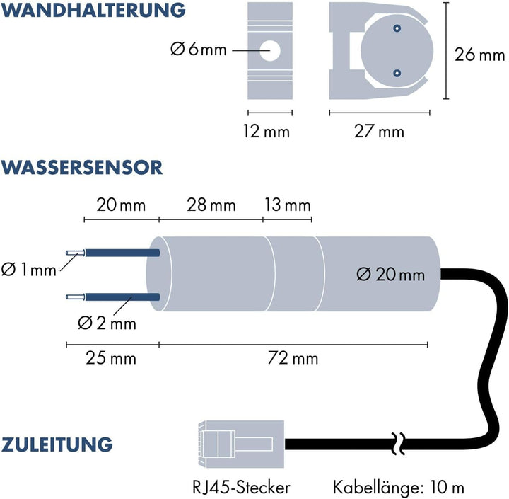 H-Tronic WPS 3000 Wasserpegelschalter mit Wassersensor und 10m Sensorkabel 3000W Wassermelder