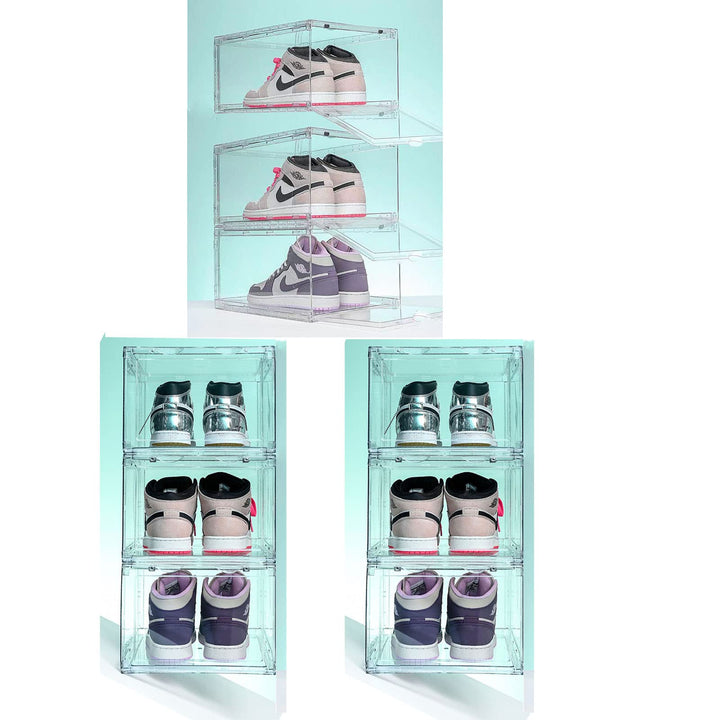 MECC Klare Schuhbox, stapelbarer Acrylschuhschrank, mit Magnettür,14.4x10.6x8inch/36x27x20cm (Clear