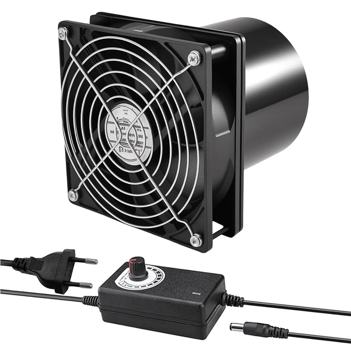 Rohrventilator 100mm, Abluftventilator Rohrlüfter DC 12V mit Geschwindigkeitsregler, Rohrventilator