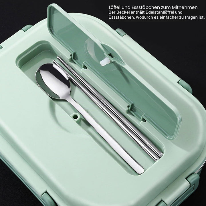 Tissting Edelstahl Lunchbox 4-Fach Tragbarer Lebensmittelbehälter mit Silikondichtung 1500ml für Stu