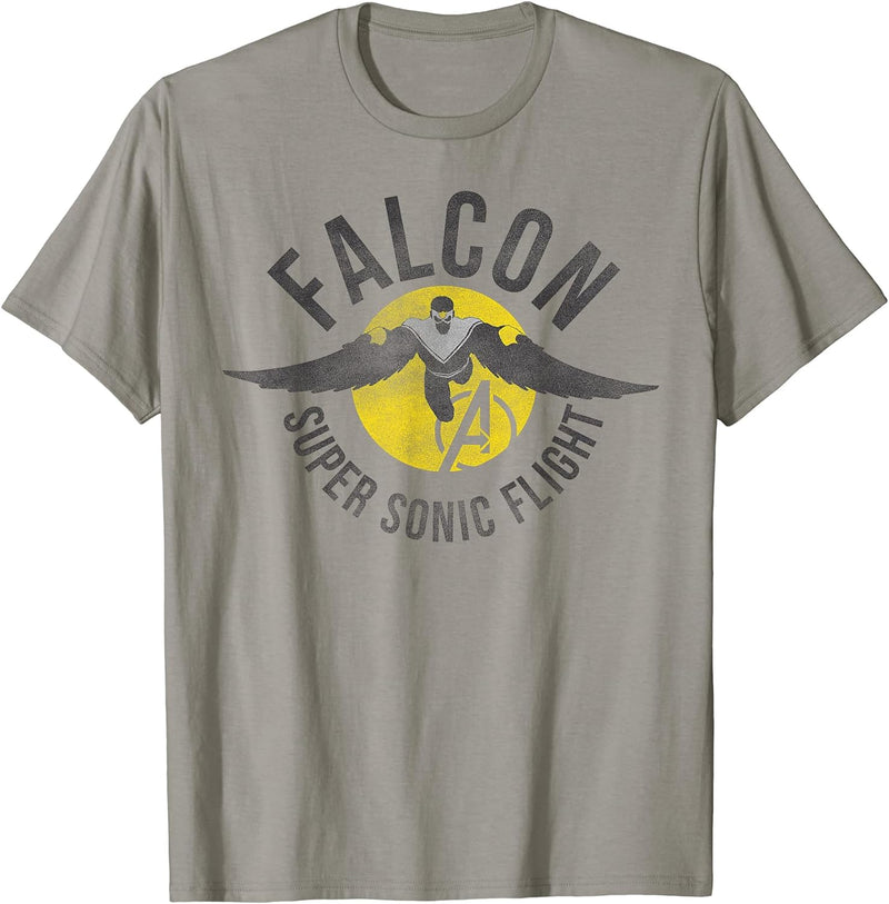 Mens Marvel Assemble Falcon Super Sonic Flight Graphic T-Shirt 3XL Slate