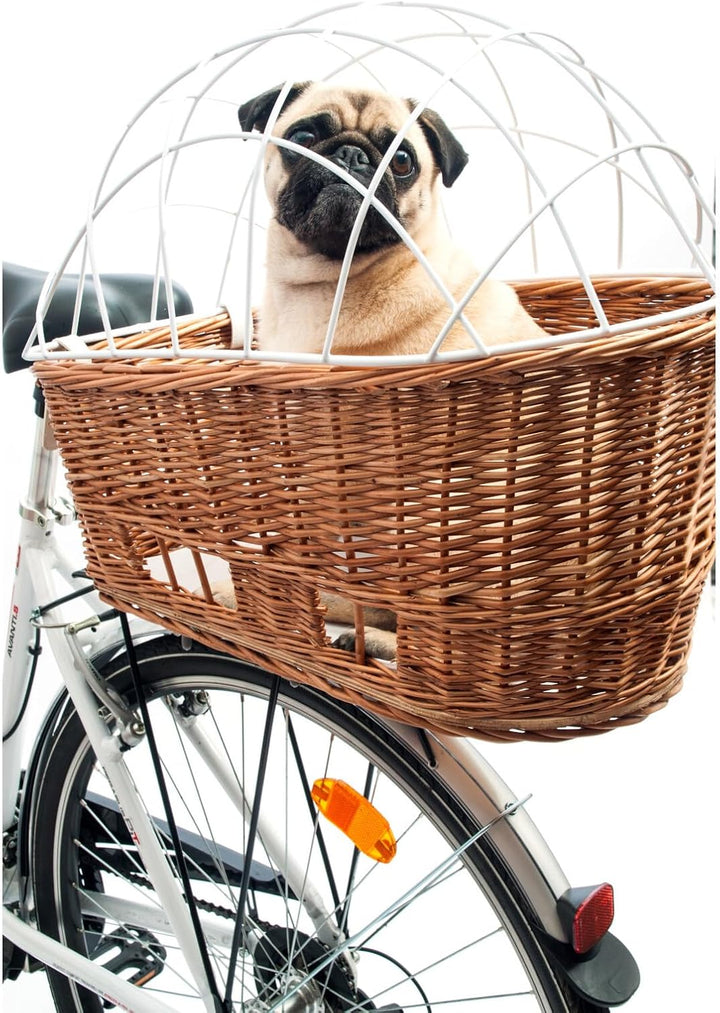 Aumüller Fahrrad-Tierkorb mit Halter + Schutzhaube - Gepäckträgermontage