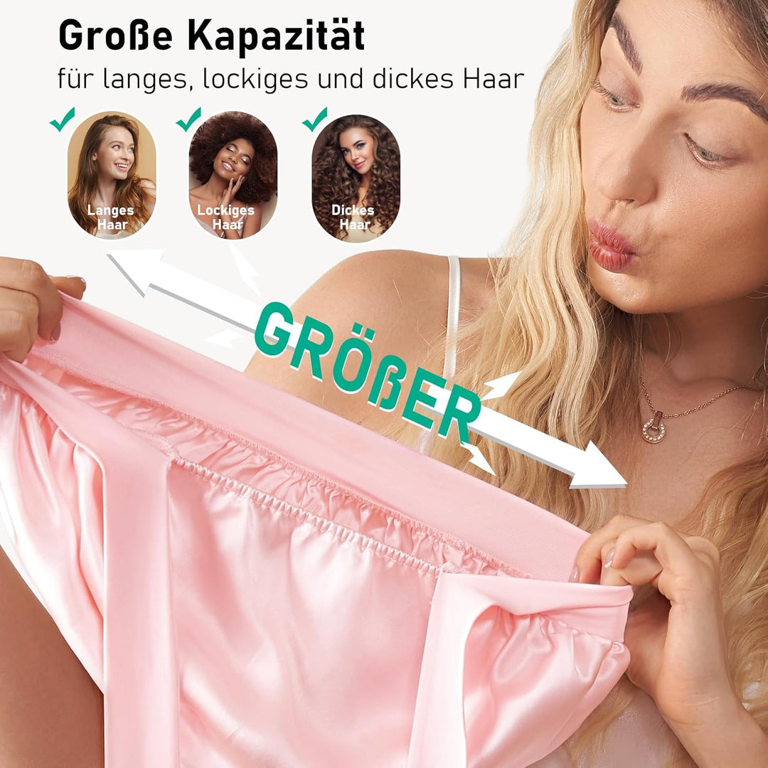 LitBear Schlafhaube aus 100% Maulbeerseide für Damen, 6A 22 Momme, grosse doppellagige Haube aus ech