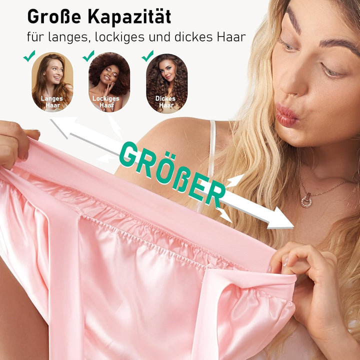 LitBear Schlafhaube aus 100% Maulbeerseide für Damen, 6A 22 Momme, grosse doppellagige Haube aus ech