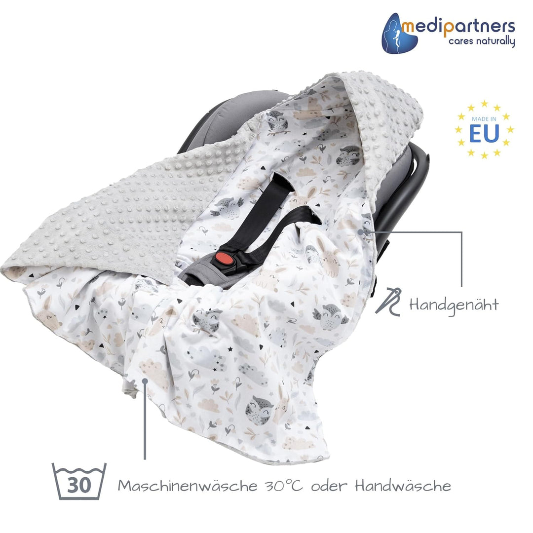 Medi Partners Einschlagdecke 100% Baumwolle 85x85cm Kuscheldecke für Kinderwagen Babyschale universa