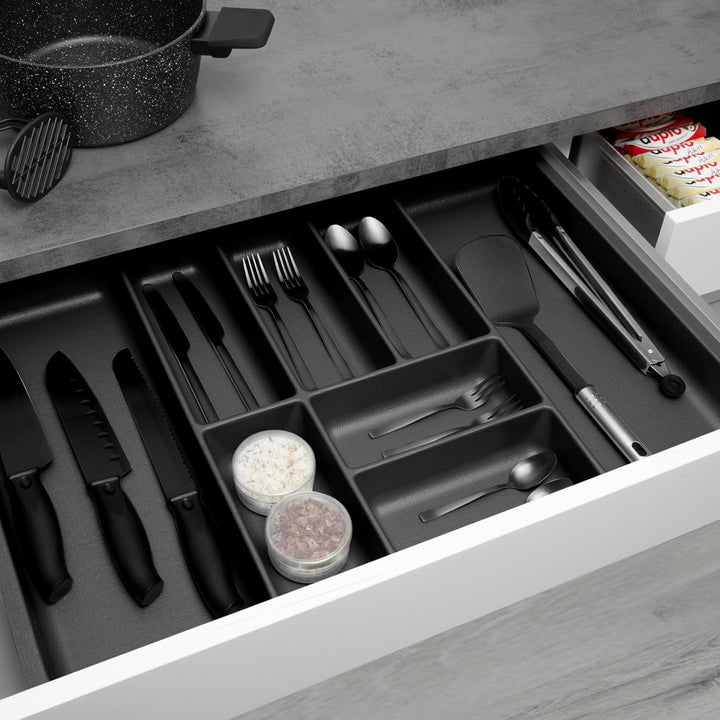 ORGA-BOX 2 Besteckeinsatz Tiefe: 461 x Breite: 709 mm anthrazit mit Canvas Struktur für 80er Nobilia