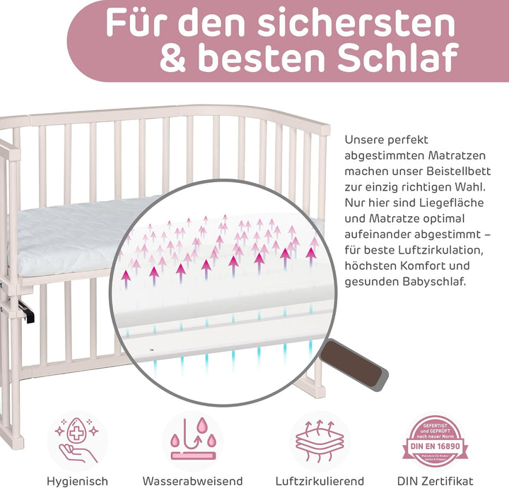 babybay Maxi extra grosses Beistellbett aus massivem Buchenholz/Kinderbett Höhe stufenlos verstellba
