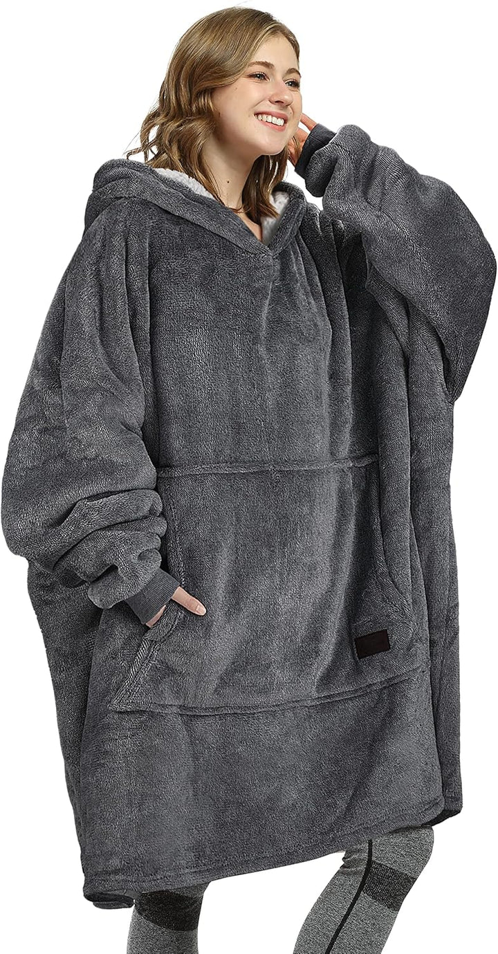 Kato Tirrinia Übergrosse Sherpa Hoodie Sweatshirt Decke, Weiche Warme Riesen Hoodie Fronttasche Gian