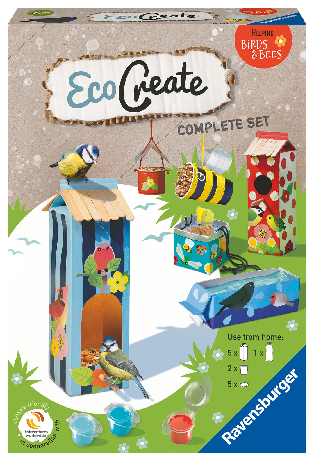 Ravensburger EcoCreate 18143 - Helping Birds & Bees - DIY Bastelset für Kinder ab 6 Jahren - Geburts