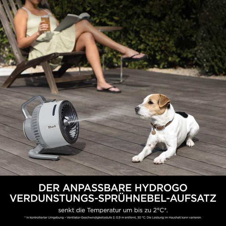Shark FlexBreeze HydroGo Starker Ventilator mit Sprühnebel, Kühlung für drinnen & draussen, leise &