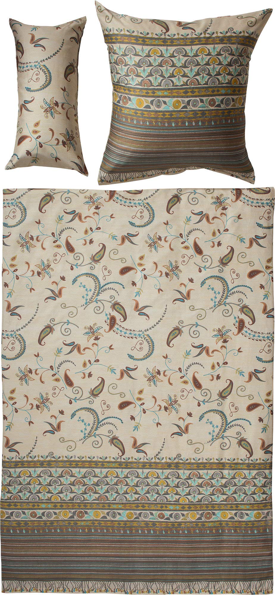 Bassetti Lilith V6 Bettwäsche 135x200 + 1 x 80x80 135x200 + 1x 80x80 Natur-beige-braun, 135x200 + 1x