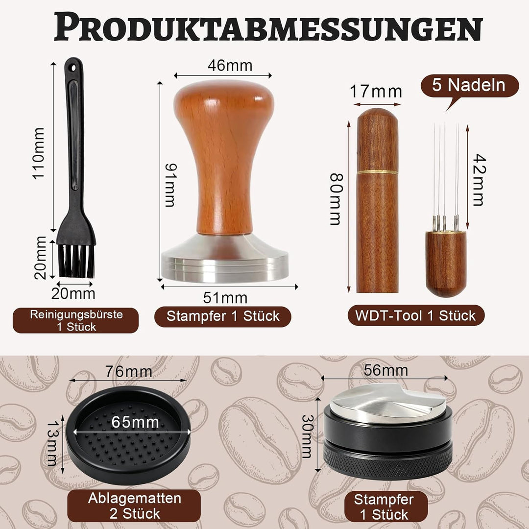 Scettar 304 Tamper 51mm Leveler 51mm, Espresso Zubehör Kaffee Tamper,WDT Tool,Tampermatte Set Kaffee