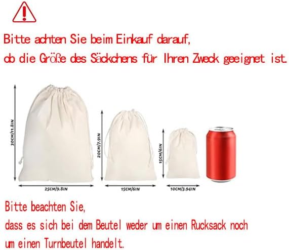 HuaJiao 16 Stück Baumwolltasche, 25x30cm Stoffbeutel zum Bemalen Stoffsäckchen mit Zugband Baumwollt