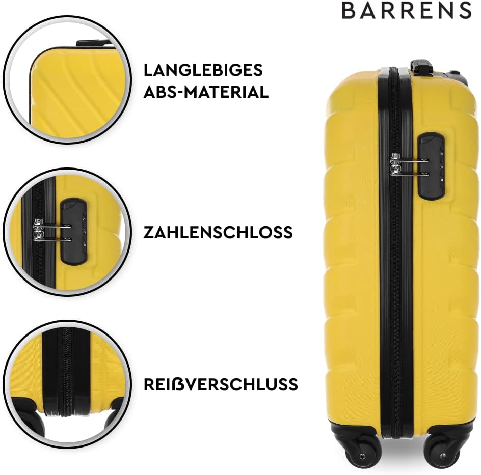 BARRENS Handgepäck 55x40x20 cm Kabinenkoffer | Kabinengepäck | ABS-Material | Chiffrierschloss Reise