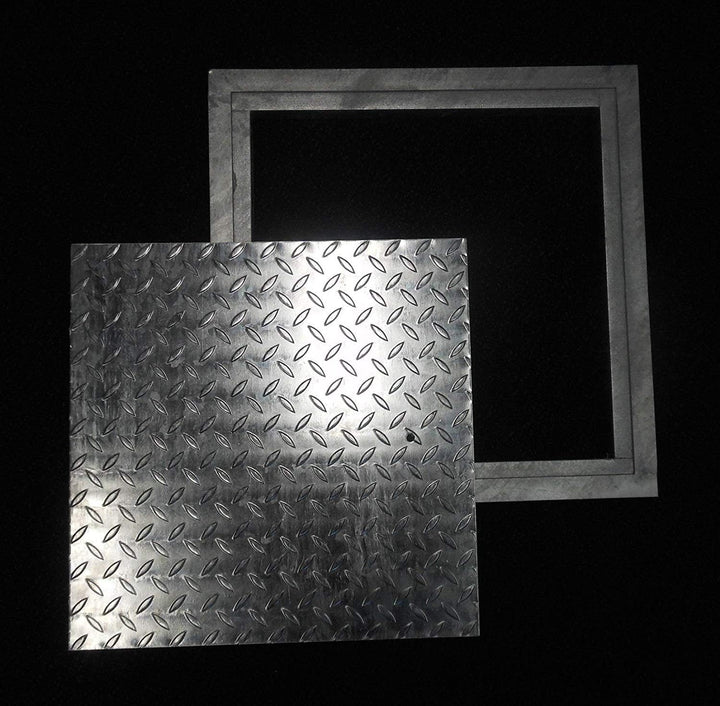 Schachtdeckel Vollverzinkt mit Rahmen / 15 x 15 cm/Riffelblech Schachtabdeckung Kanaldeckel Abdeckka