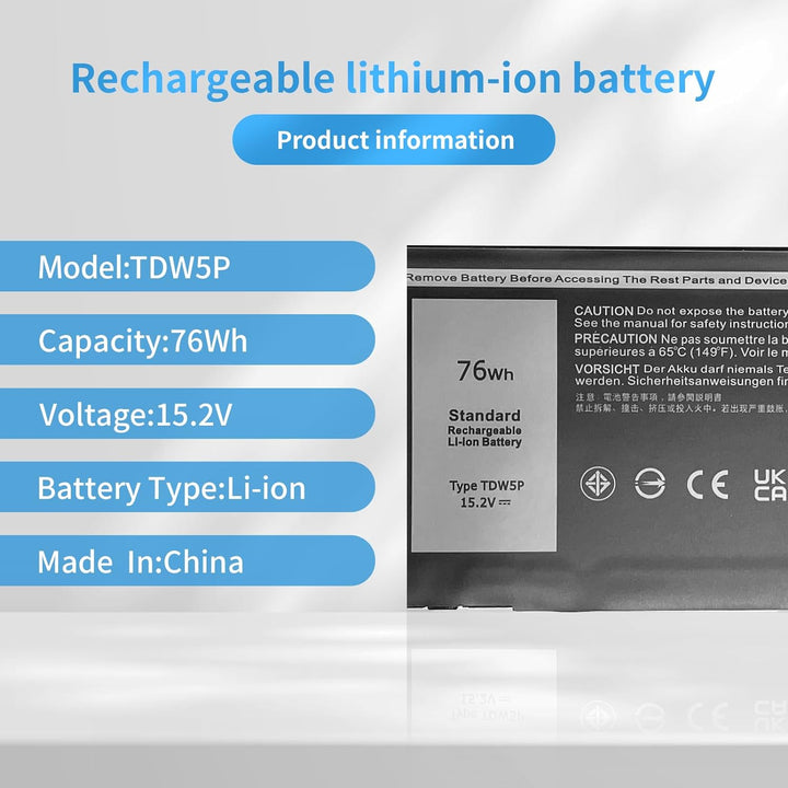 HUBEI TDW5P Laptop Batterie Ersatz für Dell Alienware 13 R3 ALW13C-D2718 ALW13CR-1738 ALW13CR-2508 A