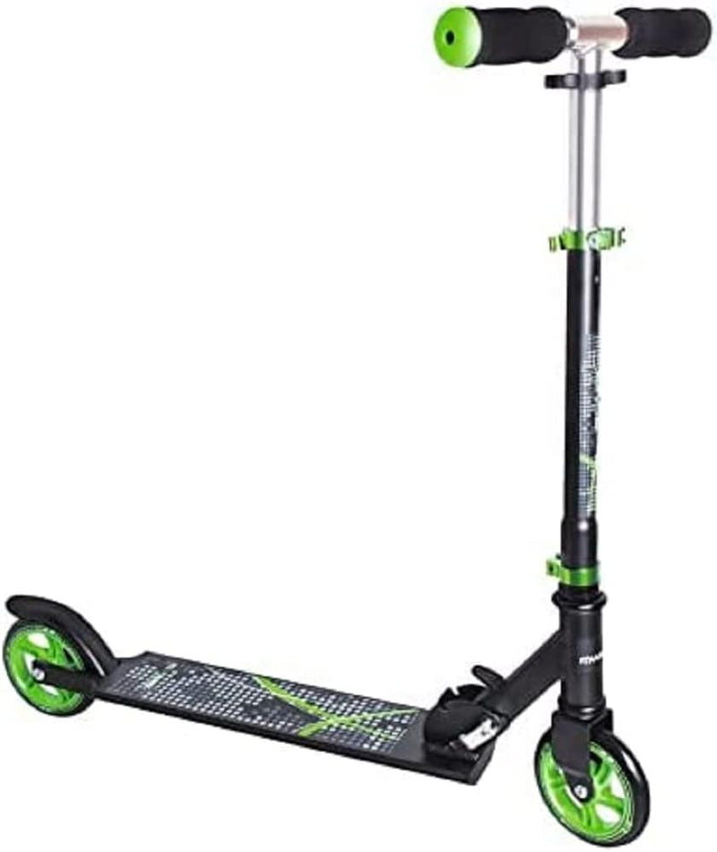 muuwmi Aluminium Scooter – Tretroller, 125 mm, ABEC 5, GS geprüft, höhenverstellbar grün/schwarz, gr