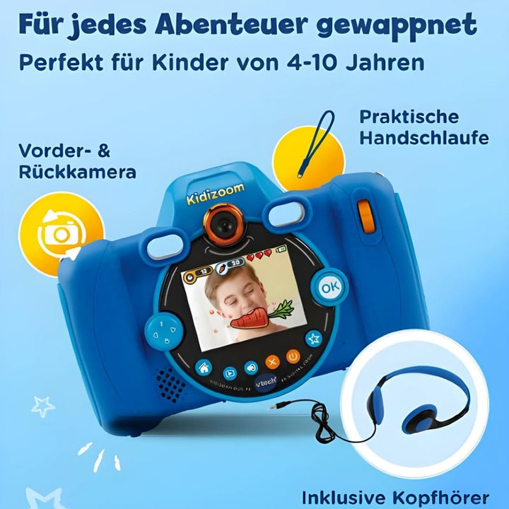 VTech KidiZoom Duo FX in Blau – Robuste Digitalkamera mit kreativen Apps und Spielfunktionen – Für K