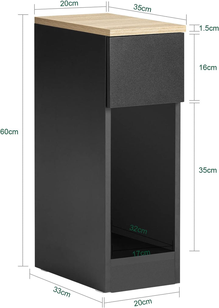 SoBuy FBT111-SCH Nachttisch mit Schublade für Boxspringbett Sofatisch Beistelltisch schmal Telefonti