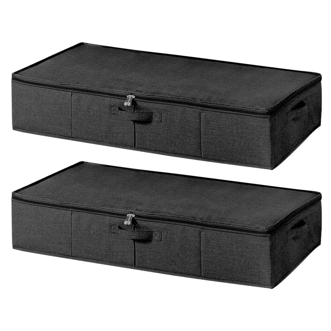 2 Stück Unterbett Aufbewahrungsbox mit Deckel, Grosse Unterbettkommode mit Griff, Faltbare Kleidung