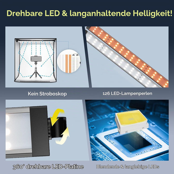 Fotobox, 60CM 5600K Ständer Fotografie Lichtbox, 0-100% Einstellbare Helligkeit Lichtbox Ausgestatte